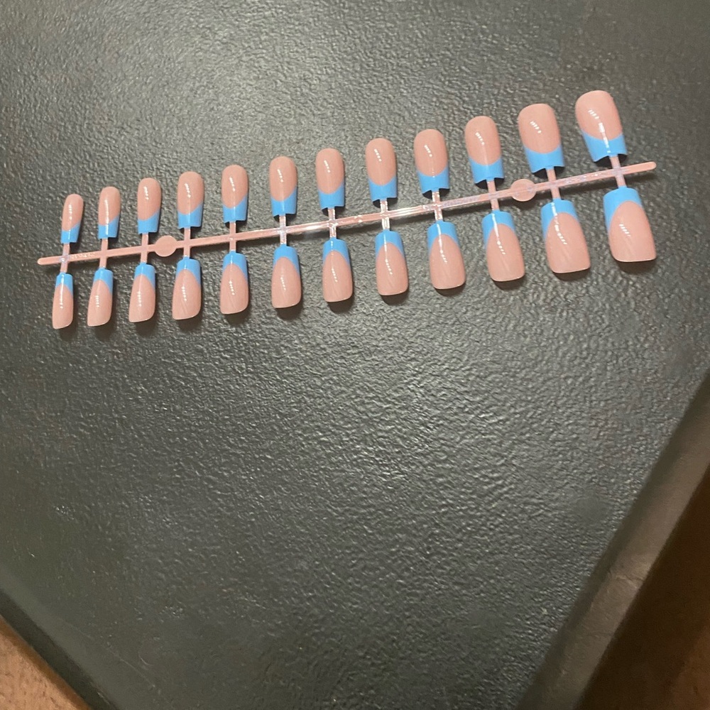 Pink and Blue Press-On Nails